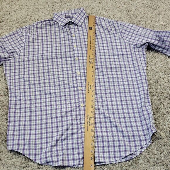 Peter Millar Southern Comfort Shirt  Mens Large Purple Check Long Sl Button READ - Picture 6 of 8